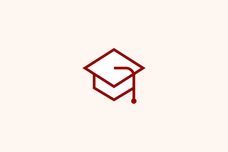 Red icon of graduation cap.