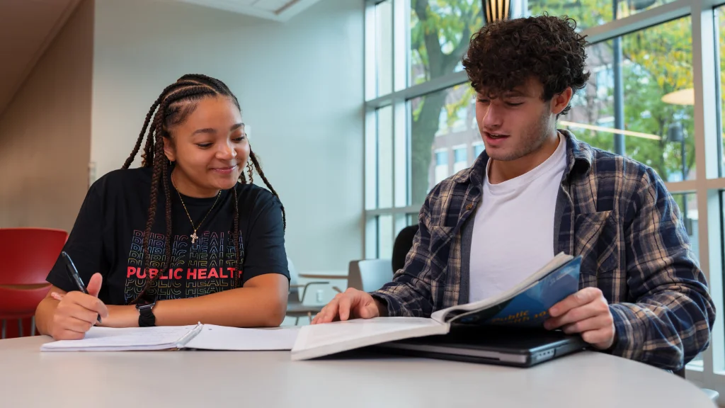 Two students studying together