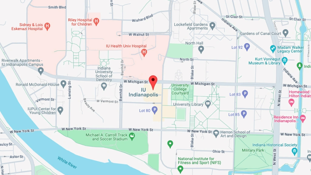 Google map image of IU Indianapolis campus
