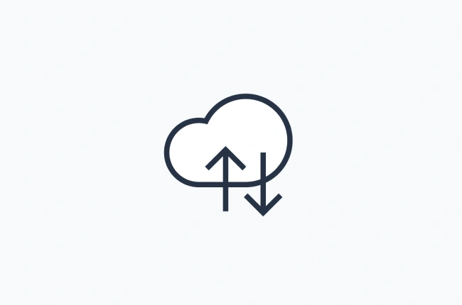 Icon of cloud with one arrow pointing up and one arrow pointing down